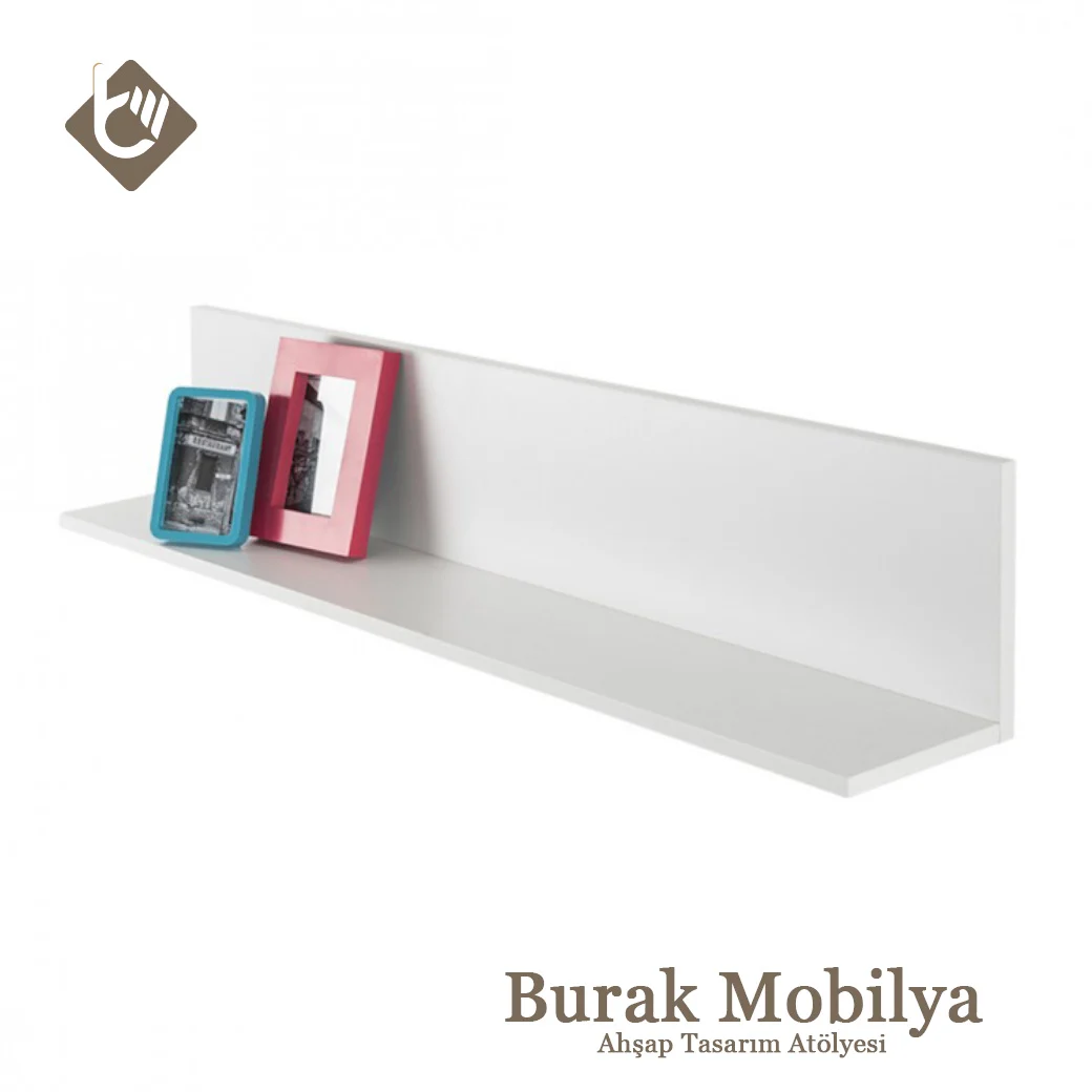 Parlak Beyaz L Duvar Rafı